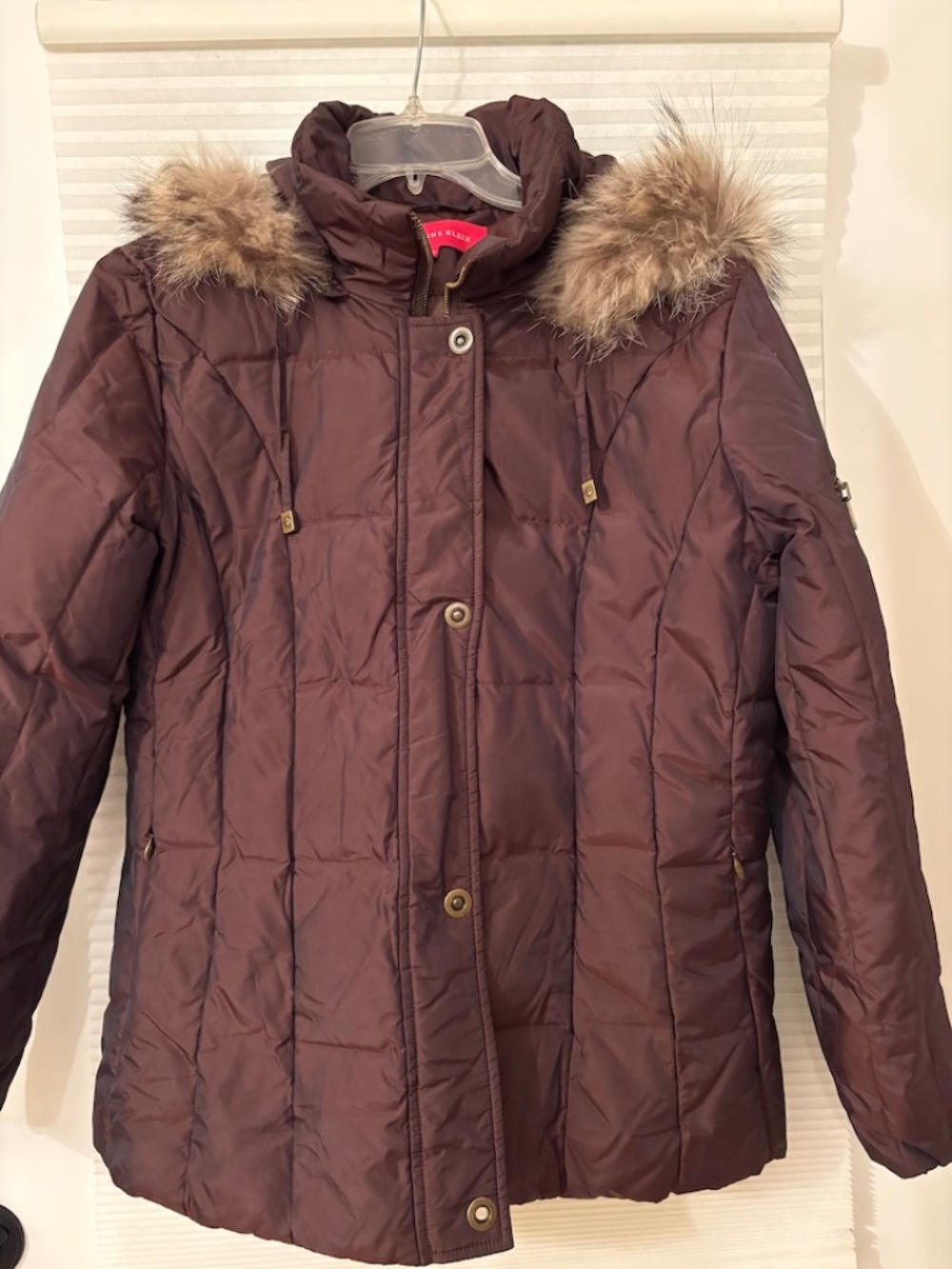 Anne Klein puffer coat, fur trim